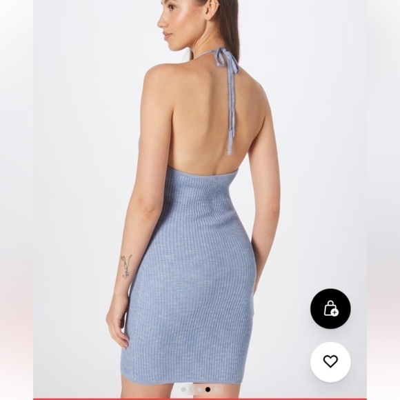 Abercrombie & Fitch Elevated Knit Halter Mini Dress  Blue Pattern M new - Picture 2 of 13